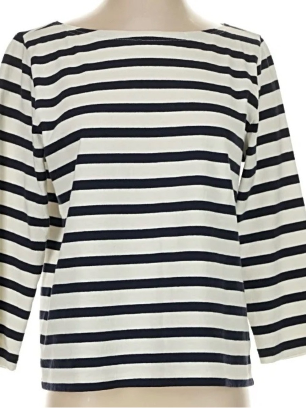 I Crew heavyweight ivory/navy boatneck top